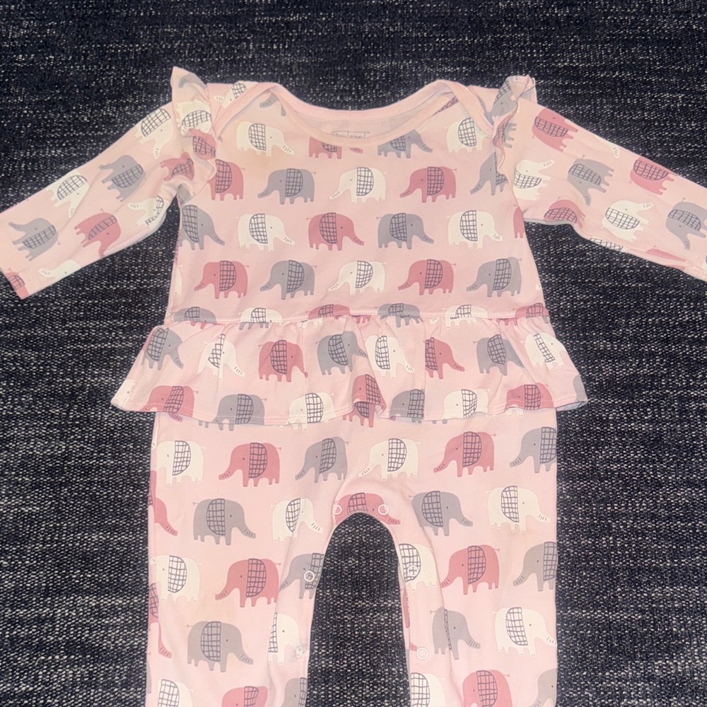Pink Elephant Print Kids One Piece